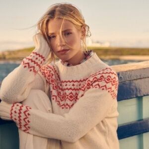 Barbour Driftwood Fair Isle Sweater Red/White 8